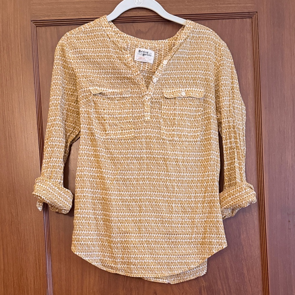 Madewell Mustard Patterned Blouse
